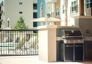 Gas grills poolside